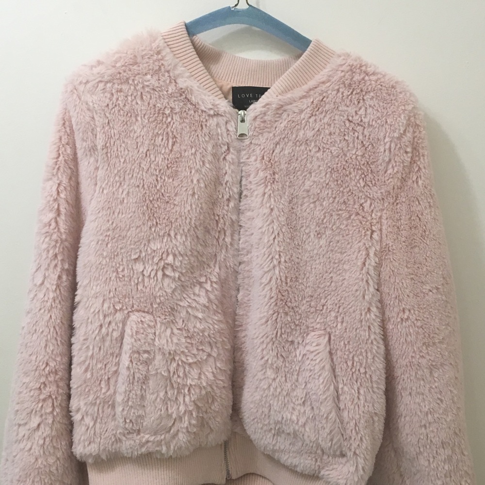 Faux Fur Soft Pink ZIP UP jacket